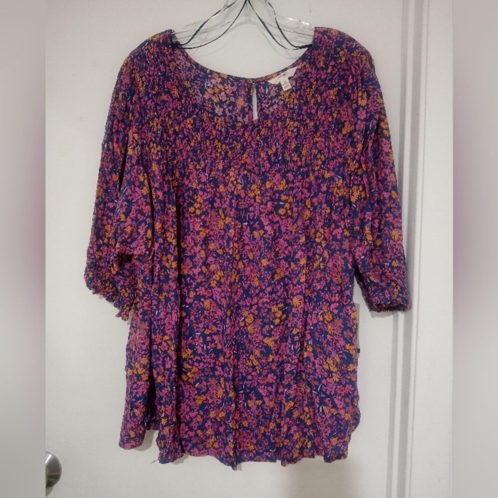 Terra & Sky colorful plus size blouse flower print blouse